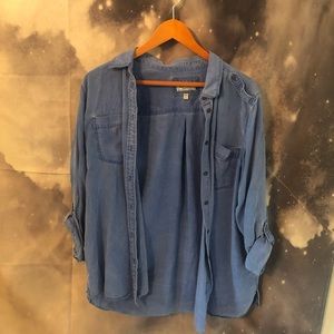 Soft, blue jean button down top